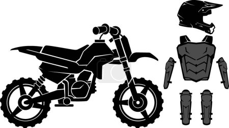 Illustration for Kids Motocross Set, Isolated Objects - Royalty Free Image