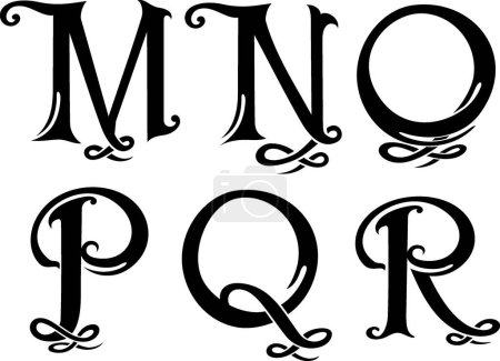Illustration for Letter Monogram Set 3 Uppercase - Royalty Free Image