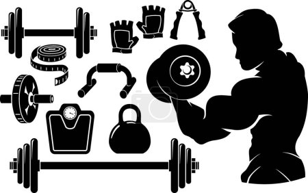 Illustration for Male Gym Exercise Equipments - Royalty Free Image