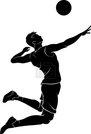 Téléchargez les illustrations : Silhouette de volleyball masculin à mi-air - en licence libre de droit
