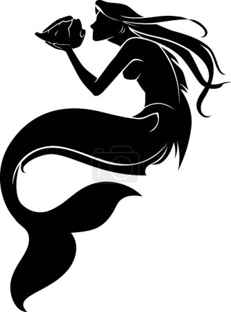 Téléchargez les illustrations : Silhouette sirène Fantaisie Créature Isolée Illustration - en licence libre de droit