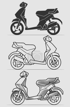 Photo for Scooter Motorbike Set in Different Variation - Royalty Free Image