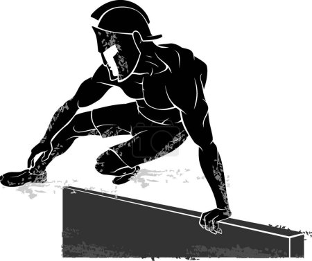 Spartan Race Parkour, Illustration vectorielle de silhouette d'athlète