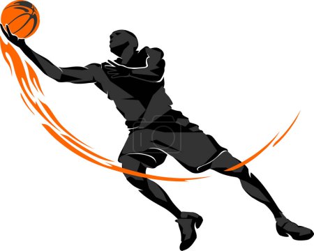 Téléchargez les illustrations : Layage flamboyant de basket-ball, illustration d'action sportive - en licence libre de droit