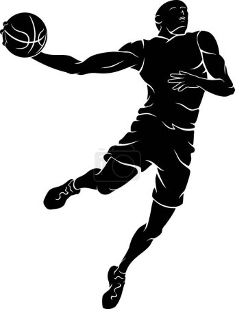 Téléchargez les illustrations : Basketball Joueur Mid Air, Sport Silhouette - en licence libre de droit