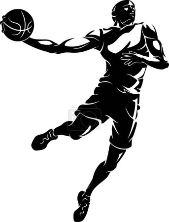 Téléchargez les illustrations : Joueur de basket Ombres Midair - en licence libre de droit