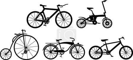 Illustration for Bicycle Evolution Set Silhouette - Royalty Free Image