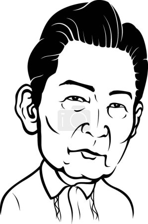 Ilustración de 30 de noviembre de 2016: Una caricatura del fallecido décimo presidente de Filipinas, Ferdinand Marcos Sr., aislado sobre fondo blanco. - Imagen libre de derechos