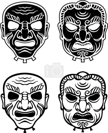 Photo for Samurai Mask Group Objects - Royalty Free Image