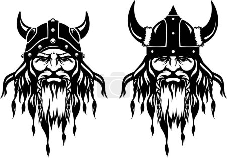 Photo for Viking Head Front View Set - Royalty Free Image