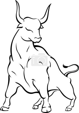 Bull Stance. Line Art of brave/ strong bull