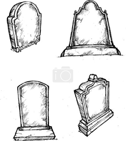 Sketch Grave Stone Set - Collection of spooky blank tomb stone