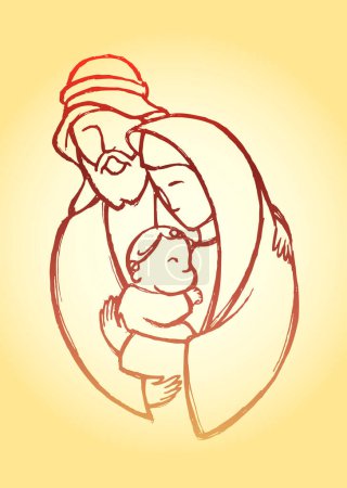 Photo for Holy Family Doodle, Line Art Sketch - Royalty Free Image