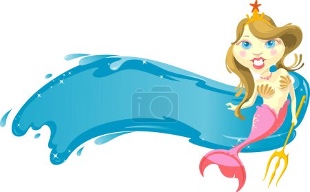 Mermaid's Banner - Royal Fish folk controlling bodies of sea water forming a banner for your text