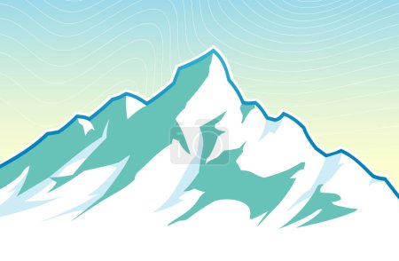 Téléchargez les illustrations : Snowy Mountain Peak-Scène de montagne simplifiée pendant la saison hivernale - en licence libre de droit