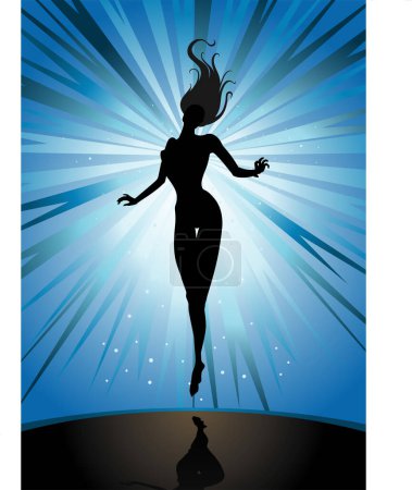 Illustration for Levitating Woman-Fantasy themed of a lady silhouette floating on the mid-air - Royalty Free Image