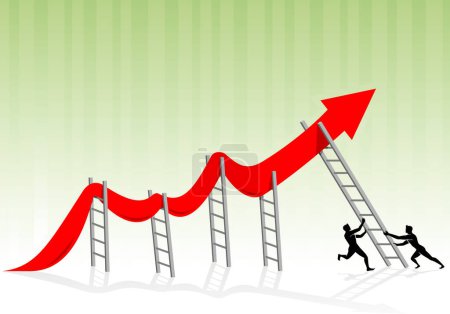 Photo for Raising Weak Economy - Business concept of frail line graph supported by ladders - Royalty Free Image