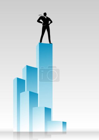 Succès de l'homme d'affaires le plus confiant au sommet du graphique à barres de croissance