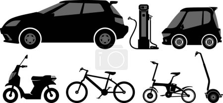 Illustration for Modern Transportation-Set of varied mode of transportation, electric or earth friendly vehicles - Royalty Free Image