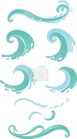 Photo for Water Wave Set-Simple water forms in linear gradients - Royalty Free Image