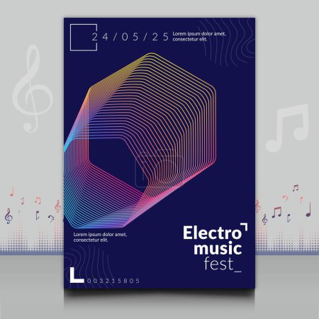 Téléchargez les illustrations : Élégant prospectus de festival de musique électronique dans un style créatif avec design moderne de forme d'onde sonore - en licence libre de droit