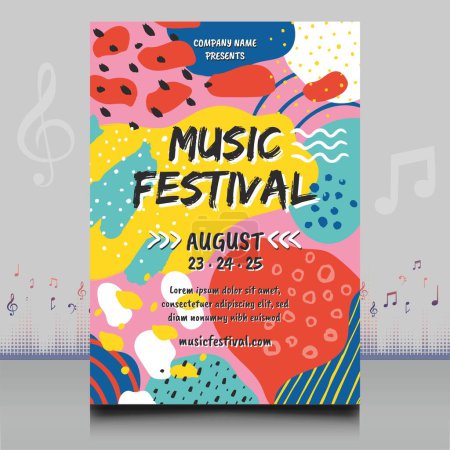 Illustration for Elegant electronic music festival flyer in creative style with modern sound wave shape design - Royalty Free Image
