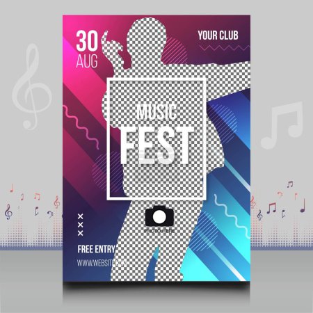 Ilustración de Elegante folleto del festival de música electrónica en estilo creativo con diseño moderno de forma de onda sonora - Imagen libre de derechos