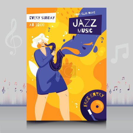 Illustration for Elegant electronic jazz music festival flyer in creative style with modern sound wave shape Template design - Royalty Free Image