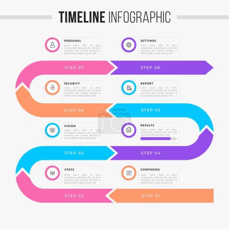 Illustration for Timeline Infographic tools business template, can be used for presentation, web or workflow diagram layout - Royalty Free Image