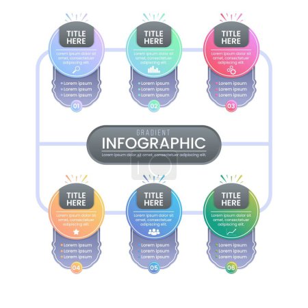 Ilustración de Plantilla de infografía empresarial colorida de la colección de pasos creativos, se puede utilizar para la presentación, la tela o la disposición del diagrama del flujo de trabajo - Imagen libre de derechos