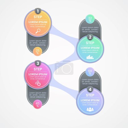 Téléchargez les illustrations : Modèle d'infographie d'entreprise coloré de collection d'étapes créatives, peut être utilisé pour la présentation, le Web ou la mise en page de diagramme de flux de travail - en licence libre de droit