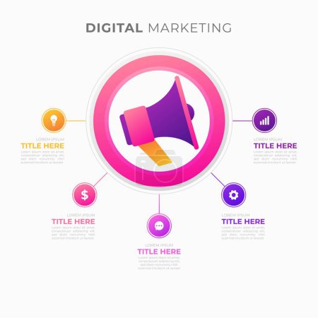 Illustration for Creative digital marketing Infographic element collection & tools business infographic template, can be used for presentation, web or workflow diagram layout - Royalty Free Image