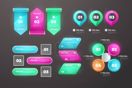Illustration for Modern realistic Infographic elements set & tools business steps infographic template, can be used for presentation, web or workflow diagram layout - Royalty Free Image