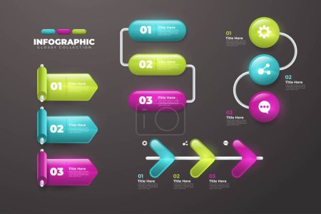 Illustration for Modern realistic Infographic elements set & tools business steps infographic template, can be used for presentation, web or workflow diagram layout - Royalty Free Image
