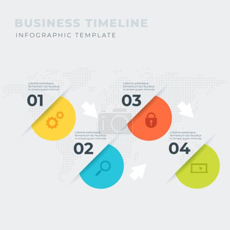 Ilustración de Plantilla de negocio de herramientas de infografía de línea de tiempo, se puede utilizar para la presentación, web o diagrama de diagrama de flujo de trabajo - Imagen libre de derechos