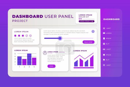 Illustration for Dashboard user panel template design for business presentations or workflow diagrams layout - Royalty Free Image