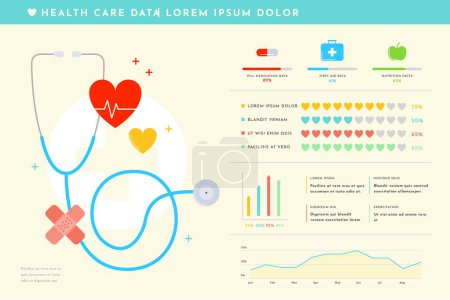 Illustration for Medicine health care data infographic design for business presentations or workflow diagrams layout - Royalty Free Image