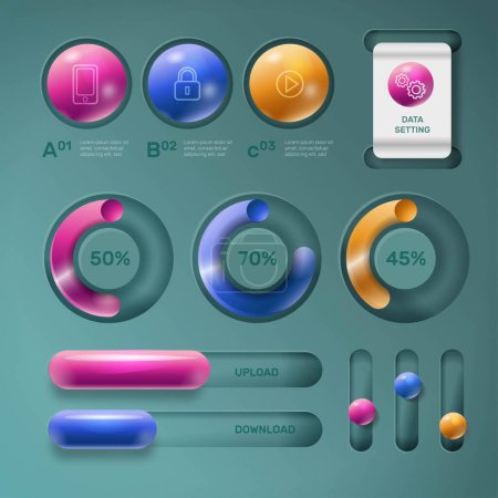 Illustration for Creative realistic Infographic element collection & tools business infographic template, can be used for presentation, web or workflow diagram layout - Royalty Free Image