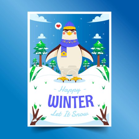 Illustration for Flat greeting cards collection winter season design vector illustration - Royalty Free Image