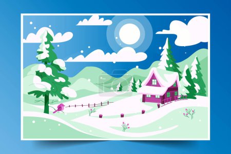 Téléchargez les illustrations : Fond plat hiver saison conception vectoriel illustration - en licence libre de droit
