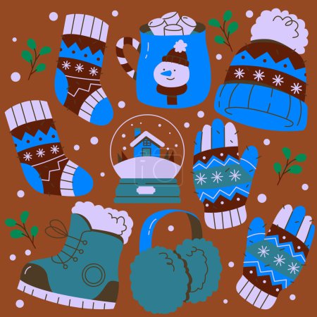 Illustration for Flat elements collection wintertime season design vector illustration - Royalty Free Image