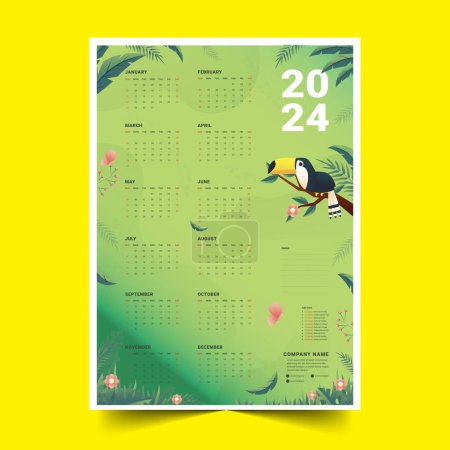 Illustration for Gradient 2024 calendar template design vector illustration - Royalty Free Image