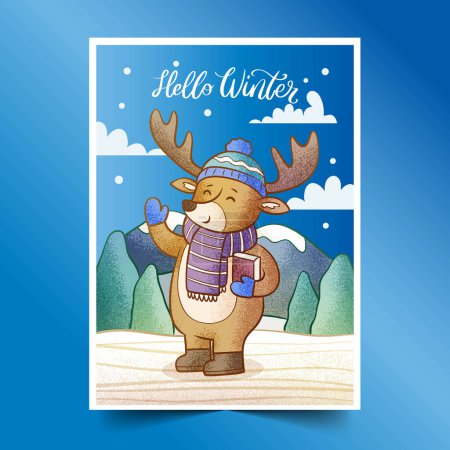 Ilustración de Mano dibujado tarjetas de felicitación colección invierno temporada diseño vector ilustración - Imagen libre de derechos