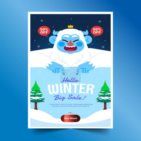 Ilustración de Banner plano colección invierno temporada diseño vector ilustración - Imagen libre de derechos