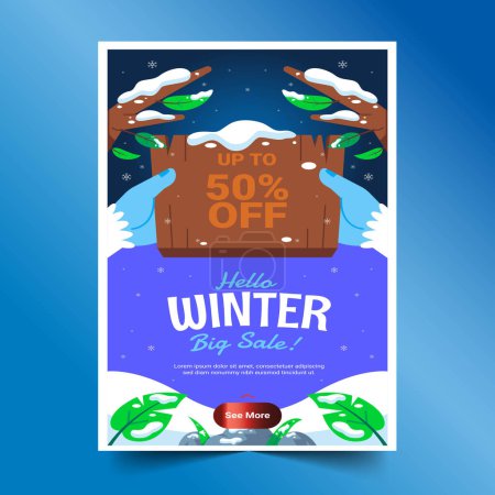 Ilustración de Banner plano colección invierno temporada diseño vector ilustración - Imagen libre de derechos