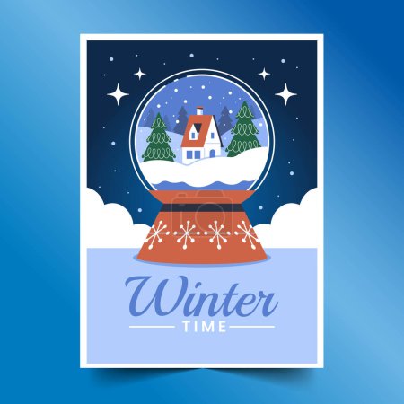 Illustration for Flat greeting cards collection wintertime season design vector illustration - Royalty Free Image
