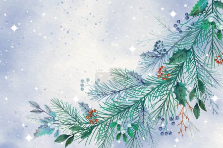 Téléchargez les illustrations : Aquarelle fond hiver saison conception vectoriel illustration - en licence libre de droit