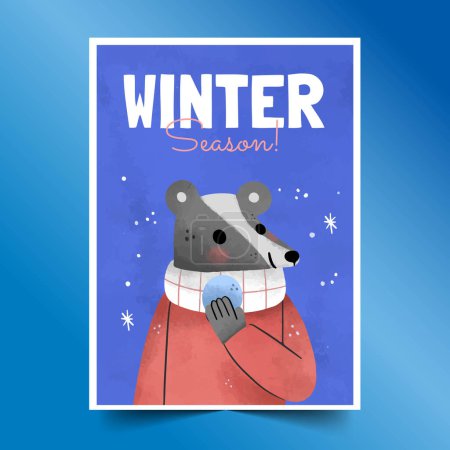 Illustration for Watercolor greeting cards collection wintertime season design vector illustration - Royalty Free Image