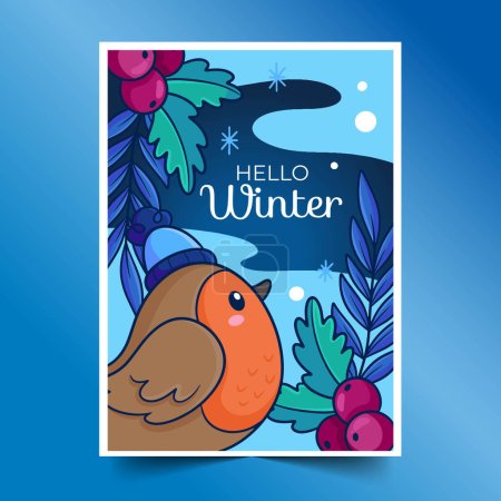Illustration for Hand drawn greeting cards collection wintertime season design vector illustration - Royalty Free Image