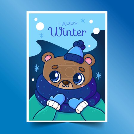 Ilustración de Mano dibujado tarjetas de felicitación colección invierno temporada diseño vector ilustración - Imagen libre de derechos